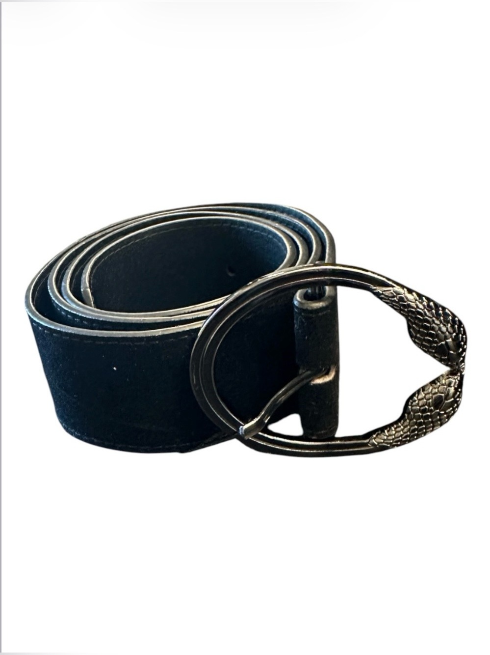 Nasty Gal New Black Velvet Snake Head Buckle Belt 42" x 2"